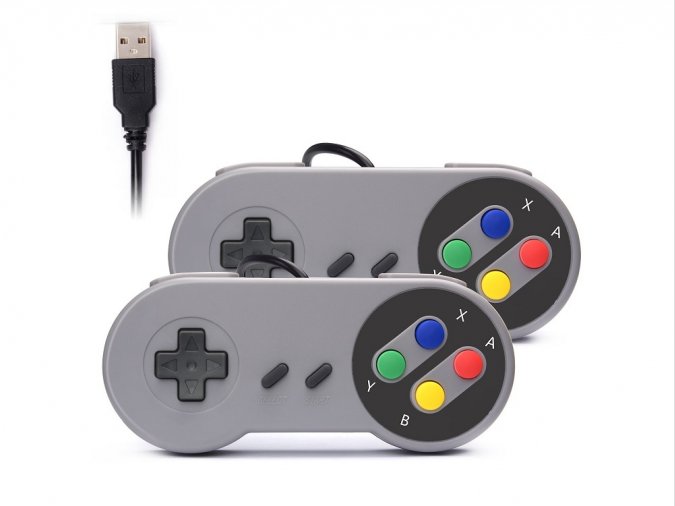 2 gamepads estilo Nintendo SNES con conexión USB (PC, Mac, Raspberry Pi, etc.)