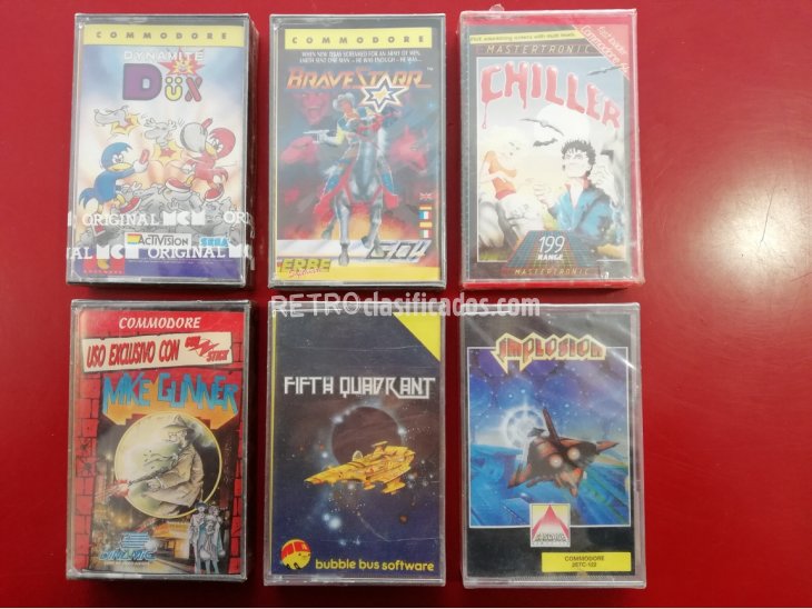 PACK 6 JUEGOS NUEVOS PRECINTADOS PARA COMMODORE 64 CHILLER+ 2