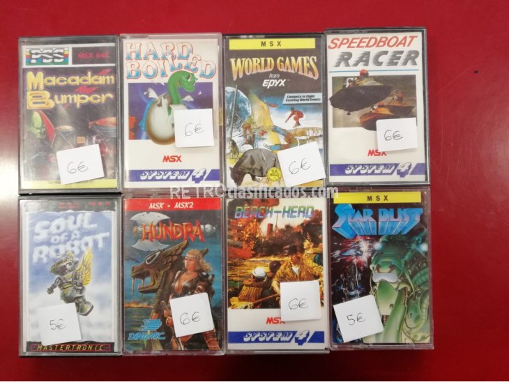 PACK DE 8 JUEGOS MSX 2ª MANO CINTA  1