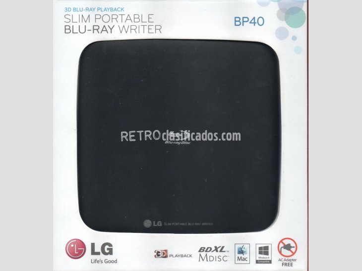 SLIM PORTABLE LG BP40NB30 GRABADOR BLU-RAY PORTATIL  BDXL  3
