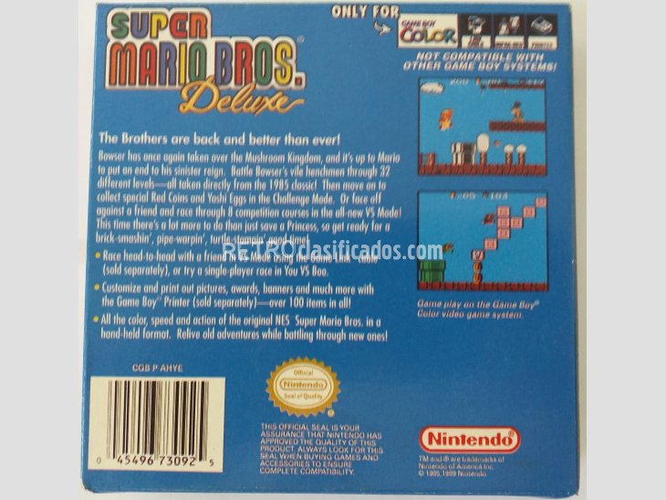 CARTUCHO PARA GAMEBOY COLOR - SUPER MARIO BROS DELUXE 2